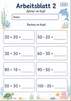 Vorschau - Arbeitsblätter - Kopfrechnen bis 100 | Mathematik Klasse 2 | 7 Arbeitsblätter als PDF - Seite 2