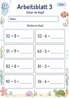 Vorschau - Arbeitsblätter - Kopfrechnen bis 100 | Mathematik Klasse 2 | 7 Arbeitsblätter als PDF - Seite 3