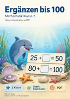 Vorschau - Arbeitsblätter - Ergänzen bis 100 | Mathematik Klasse 2 | 7 Arbeitsblätter als PDF - Deckblatt