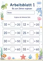 Vorschau - Arbeitsblätter - Ergänzen bis 100 | Mathematik Klasse 2 | 7 Arbeitsblätter als PDF - Seite 1