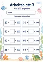 Vorschau - Arbeitsblätter - Ergänzen bis 100 | Mathematik Klasse 2 | 7 Arbeitsblätter als PDF - Seite 3