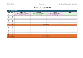 Vorschau - Lehrpläne/Lehrermaterial - Vorlage für Jahresplanung 2026/27 - 4 Fächer - Seite 1