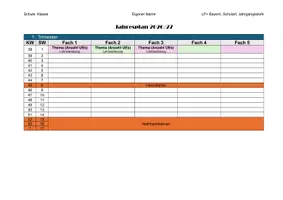 Vorschau - Lehrpläne/Lehrermaterial - Vorlage für Jahresplanung 2026/27 - 5 Fächer - Seite 1