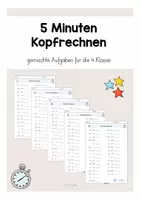 Vorschau - Arbeitsblätter - 5 Minuten Kopfrechnen // Gemischte Aufgaben für die 4.Klasse - Deckblatt