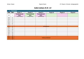 Vorschau - Lehrpläne/Lehrermaterial - Vorlage für Jahresplanung 2026/27 - 6 Fächer - Seite 1