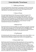 Vorschau - Lehrpläne/Lehrermaterial - Handreichung Unterrichtseinheit Türme - Deckblatt
