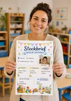 Vorschau - Arbeitsblätter - Steckbrief Erzieher Erzieherinnen Kita & Kindergarten | "Das bin ich" Vorlage Portfolio | DIN A4 Format - Seite 1