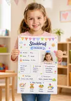 Vorschau - Arbeitsblätter - Steckbrief Kita & Kindergarten Kinder "Das bin ich" | Portfolio Vorlagen | DIN A4 Format - Seite 1