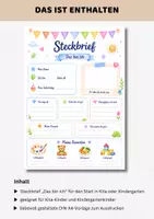 Vorschau - Arbeitsblätter - Steckbrief Kita & Kindergarten Kinder "Das bin ich" | Portfolio Vorlagen | DIN A4 Format - Seite 2