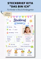Vorschau - Arbeitsblätter - Steckbrief Kita & Kindergarten Kinder "Das bin ich" | Portfolio Vorlagen | DIN A4 Format - Deckblatt