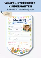 Vorschau - Arbeitsblätter - Wimpel-Steckbrief Kita & Kindergarten Kinder "Das bin ich" | Portfolio Vorlagen Kita | DIN A4 Format - Deckblatt