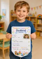 Vorschau - Arbeitsblätter - Wimpel-Steckbrief Kita & Kindergarten Kinder "Das bin ich" | Portfolio Vorlagen Kita | DIN A4 Format - Seite 1