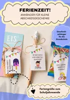 Vorschau - Mal- und Bastelvorlagen - Ferienzeit! Anhänger für kleine Zeugnisbeigaben - Deckblatt