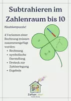Vorschau - Stationenlernen - Kleeblattpuzzle Subtraktion im Zahlenraum bis 10 - Deckblatt