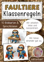 Vorschau - Poster - Klassenregeln Faultierklasse Klassentier Faultier - Deckblatt