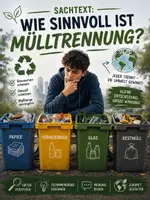 Vorschau - Arbeitsblätter - Sachtext Klasse 8-10 Wie sinnvoll ist Mülltrennung - Deckblatt