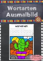 Vorschau - Arbeitsblätter - Ausmalbild zu den Wortarten - 2-fach differenziert - Deckblatt