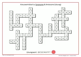 Vorschau - Arbeitsblätter - Kreuzworträtsel zu Synonyme & Antonyme - Seite 1