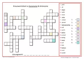 Vorschau - Arbeitsblätter - Kreuzworträtsel zu Synonyme & Antonyme - Seite 3