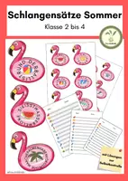 Vorschau - Arbeitsblätter - Schlangensätze Sommer - Sommerferien - Flamingo - Deckblatt