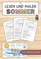 Vorschau - Arbeitsblätter - 1 - Lesen und Malen Sommer - Differenzierung und Lösung - Deckblatt