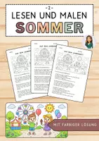 Vorschau - Arbeitsblätter - 2 - Lesen und Malen Sommer - Differenzierung und Lösung - Deckblatt