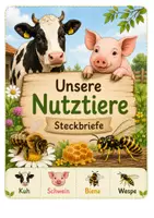 Vorschau - Arbeitsblätter - Steckbriefe Kuh, Schwein, Biene, Wespe für Klasse 1-2 - Deckblatt