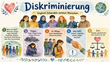 Vorschau - Arbeitsblätter - Arbeitsblatt "Diskriminierung und ihre Folgen" + interaktive Lösung & MP3 + Infografik - Seite 2