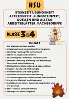 Vorschau - Arbeitsblätter - Steinzeit Übungsheft Altsteinzeit, Jungsteinzeit, Quellen und Alltag Arbeitsblätter, Fachbegriffe Klasse 3 & Klasse 4 - Deckblatt