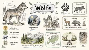 Vorschau - Arbeitsblätter - Arbeitsblatt "Wolf" + Onlineübung & MP3 + Mindmap + Infografik - Seite 1
