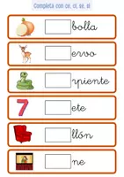 Vista previa - Tarjetas / Manipulativos - COMPLETA CON LAS LETRAS CE, CI, SE, SI - página 1