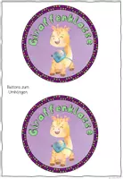 Vorschau - Arbeitsblätter - Buttons Giraffe – Klassentier Giraffenklasse | 4 Vorlagen zum Ausmalen & Basteln - Seite 1