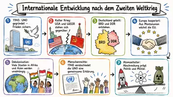 Vorschau - Arbeitsblätter - Arbeitsblätter zum Thema "Internationale Entwicklung nach dem Zweiten Weltkrieg" + Lösung & MP3 + Mindmap + Infografik - Seite 1