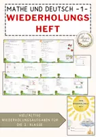 Vorschau - Arbeitsblätter - Sommer-Wiederholungs-Heft -1-, mit Lösungen, editierbar - Deckblatt