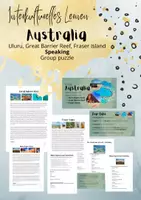 Vorschau - Arbeitsblätter - Australia Group Puzzle: Uluru, Great Barrier Reef, Fraser Island - Deckblatt