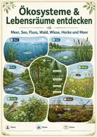 Vorschau - Arbeitsblätter - Ökosysteme & Lebensräume entdecken: Meer, See, Fluss, Wald, Wiese, Hecke und Moor - Deckblatt