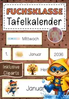 Vorschau - Anderer Materialtyp - Fuchsklasse Tafelkalender Klassentier Fuchs Superhelden - Deckblatt