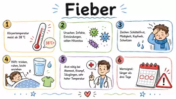 Vorschau - Arbeitsblätter - Arbeitsblatt zum Thema "Fieber" + Onlineübung & MP3 + Mindmap + Infografik - Seite 1