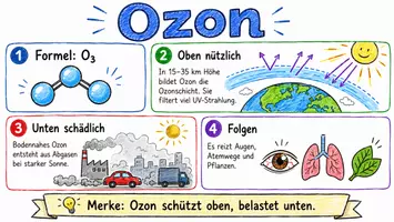 Vorschau - Arbeitsblätter - AB mit Fragen zum Thema "Ozon" + Lösungsblatt + Mindmap + Infografik - Seite 1