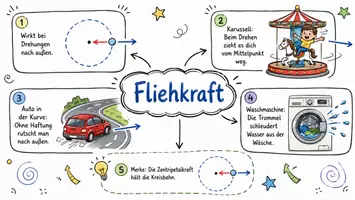 Vorschau - Arbeitsblätter - AB mit Fragen zum Thema "Fliehkraft" + Lösungsblatt - Mindmap + Infografik - Seite 1