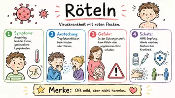 Vorschau - Arbeitsblätter - AB mit Fragen zum Thema "Röteln" + Lösungsblatt + Infografik - Seite 1