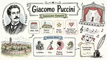 Vorschau - Arbeitsblätter - Arbeitsblätter zum Thema "Giacomo Puccini" + Lösung & MP3 + Mindmap + Infografik - Seite 1