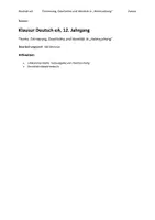 Vorschau - Klassenarbeiten - Klausur Erinnerung, Geschichte und Identität in Heimsuchung - Deckblatt