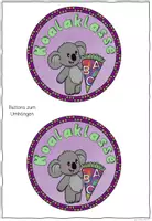 Vorschau - Mal- und Bastelvorlagen - Buttons Koala – Klassentier Koalaklasse | 4 Vorlagen zum Ausmalen & Basteln - Seite 1