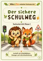 Vorschau - Stundenentwürfe - Mika & Fino entdecken den sicheren Schulweg – Sachunterricht Klasse 1 | Verkehrserziehung, Arbeitsblätter & Lösungen - Deckblatt