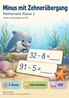 Vorschau - Arbeitsblätter - Minus mit Zehnerübergang | Mathematik Klasse 2 | 7 Arbeitsblätter als PDF - Deckblatt