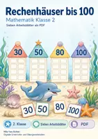 Vorschau - Arbeitsblätter - Rechenhäuser bis 100 | Mathematik Klasse 2 | 7 Arbeitsblätter als PDF - Deckblatt