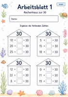 Vorschau - Arbeitsblätter - Rechenhäuser bis 100 | Mathematik Klasse 2 | 7 Arbeitsblätter als PDF - Seite 1