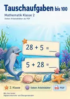 Vorschau - Arbeitsblätter - Tauschaufgaben bis 100 | Mathematik Klasse 2 | 7 Arbeitsblätter als PDF - Deckblatt