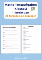 Vorschau - Stundenentwürfe - XL Materialpaket Mathe Textaufgaben Klasse 3 Tiere | 10 Materialien mit Lösungen - Seite 1